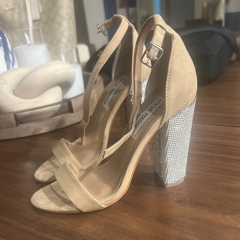 Steve Madden Tan and Silver Women's Heels